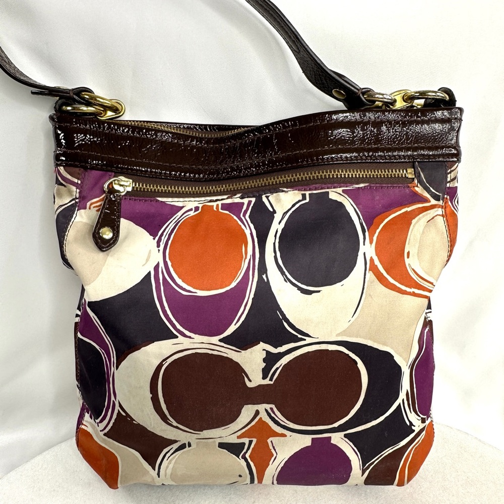 Coach Ashley F20016 Hand Drawn Scarf Print Multicolor Hippie Shoulder Bag Purse - Picture 3 of 14